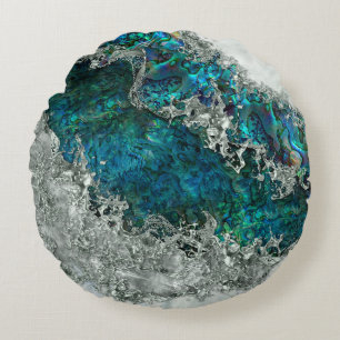 Abalone Shell Pearl and Silver 2 Round Cushion