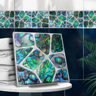 Abalone Shell Texture - Cells Collage N4 Ceramic Tile