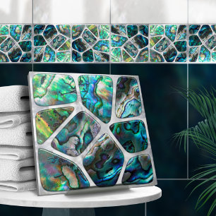 Abalone Shell Texture - Voronoi Cells Abstract Ceramic Tile