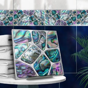 Abalone Shell Texture - Voronoi Cells Abstract Ceramic Tile