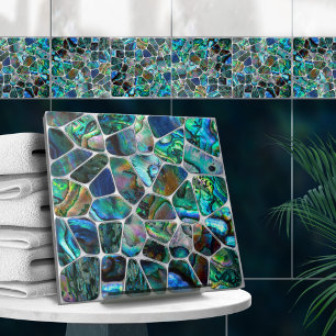 Abalone Shell Texture - Voronoi Cells Abstract Ceramic Tile
