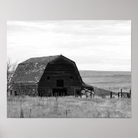 Abandoned Barn Black and White Poster