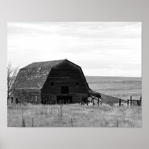 Abandoned Barn Black and White Poster