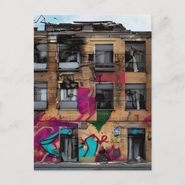 Abandoned Building Abstract AI Art Postcard (Front)