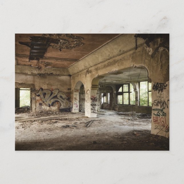 Abandoned Building Left to Decay Postcard (Front)