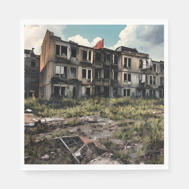  Abandoned Buildings | Post Apocalypse Destruction Napkin (Front)