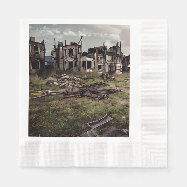  Abandoned Buildings | Post Apocalypse Destruction Napkin (Front)