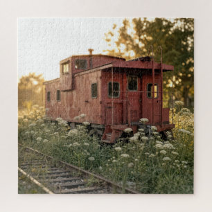 Abandoned Caboose In a Wildflower Field Jigsaw Puzzle