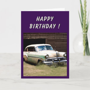 Abandoned Car 1950s Birthday Card