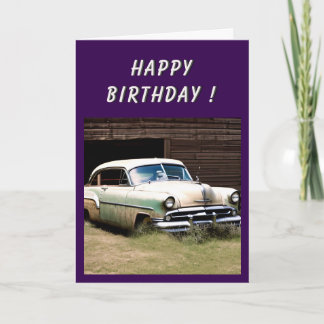 Abandoned Car 1950s Birthday Card