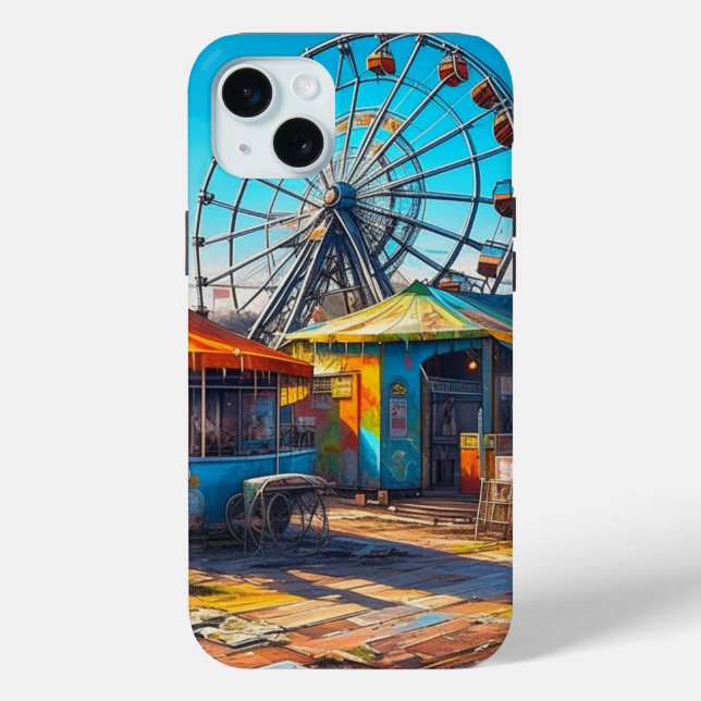 Abandoned Carnival Empty Ferris Wheel and Rides Case-Mate iPhone Case (Back)
