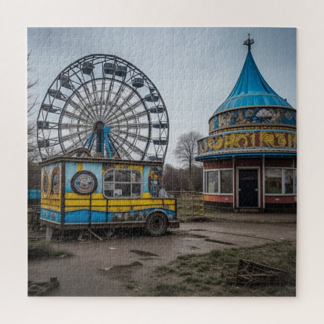 Abandoned Carnival Empty Ferris Wheel and Tent Jigsaw Puzzle (Vertical)