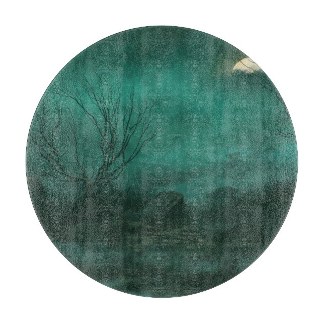 Abandoned Cemetery Moonlit Night Scene Cutting Board (Front)