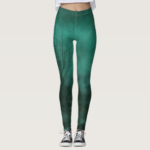 Abandoned Cemetery Moonlit Night Scene Leggings