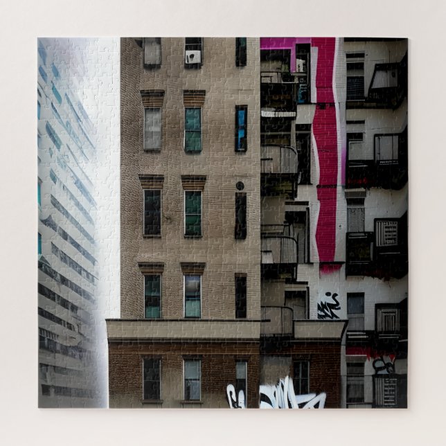 Abandoned City Buildings with Graffiti Jigsaw Puzzle (Vertical)