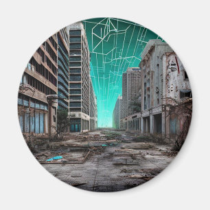 Abandoned City Post Apocalyptic Dystopia Magnet