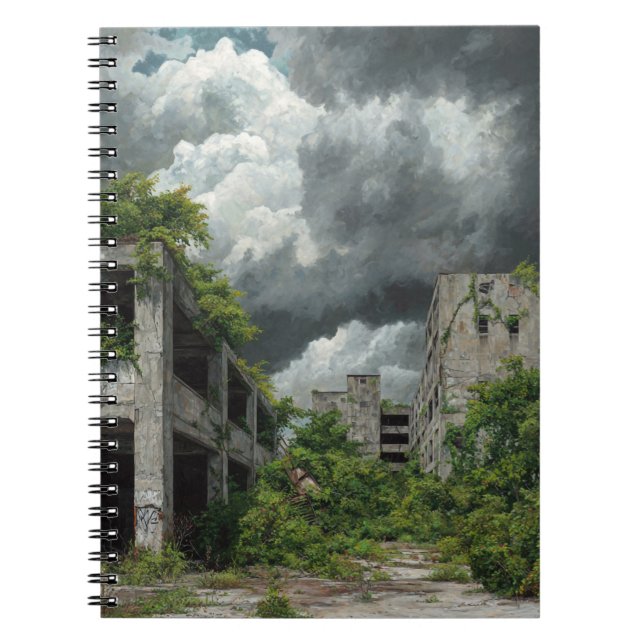 Abandoned Complex Under Storm Clouds Notebook (Front)