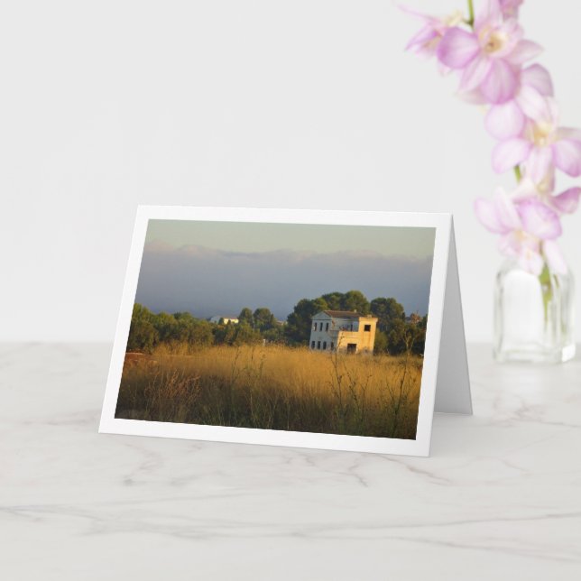 Abandoned Country Farmhouse Landscape Card (Orchid)