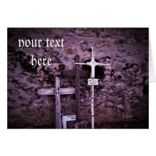 Abandoned crosses purple tint blank card