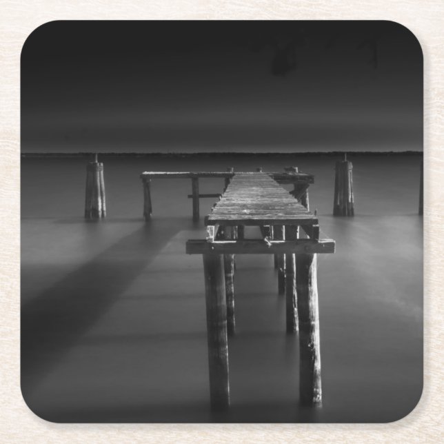 Abandoned Dock At Lake Monroe Square Paper Coaster (Front)