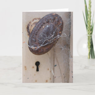 Abandoned Door With Spider Web Card