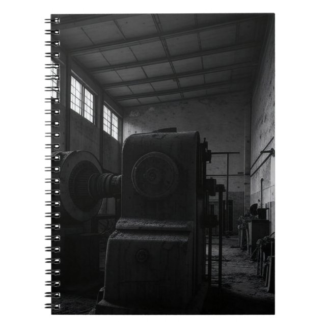Abandoned Factory Black White Industrial Notebook (Front)