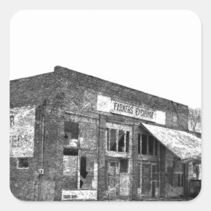 Abandoned Farmers Business in Black and White Square Sticker