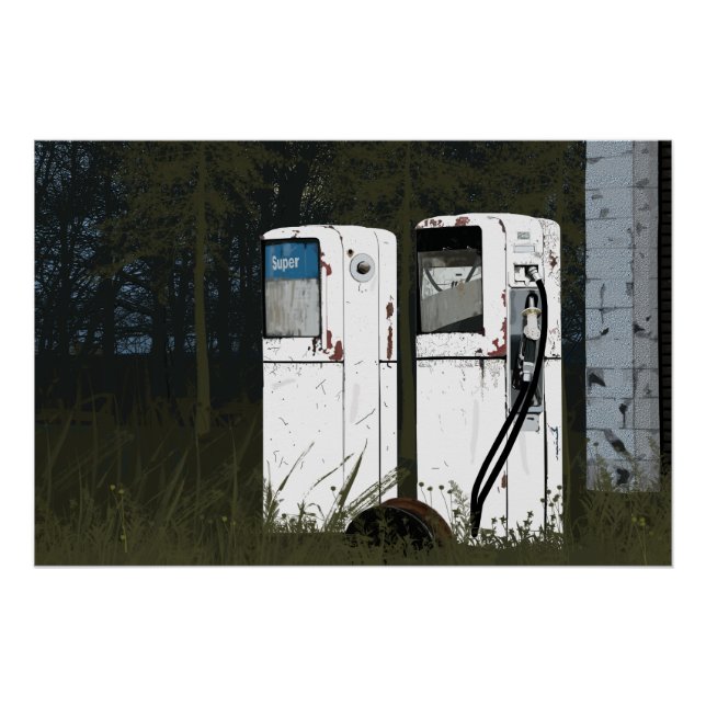 Abandoned Gas Pumps Painted Poster (Front)