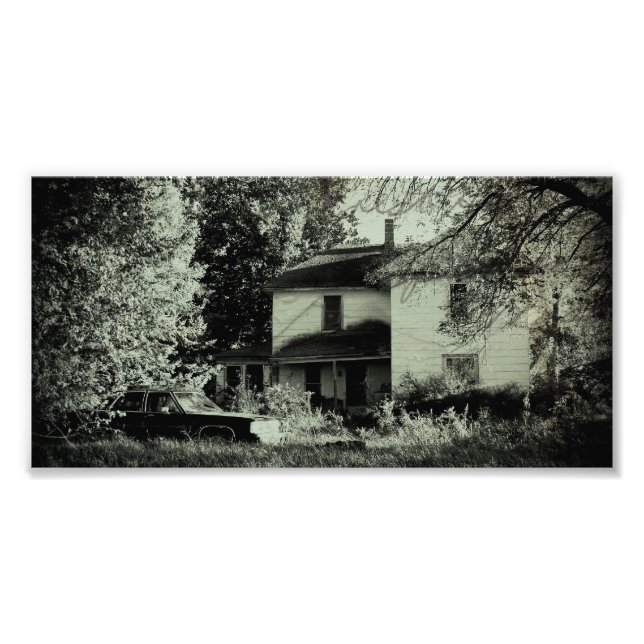 Abandoned House and Car Photo Print (Front)