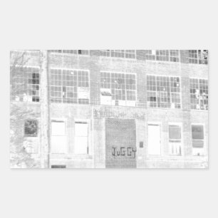 Abandoned Manufacturing Building - negative Rectangular Sticker