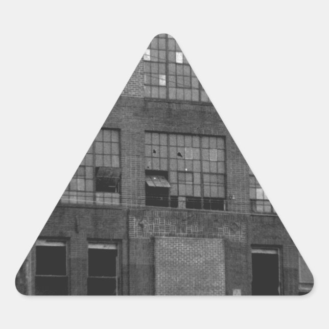 Abandoned Manufacturing Building Triangle Sticker (Front)