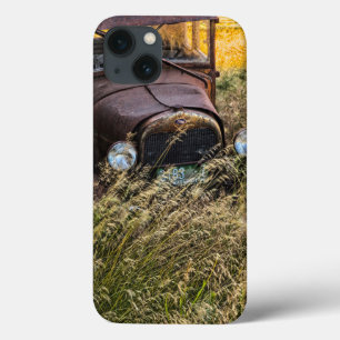 Abandoned old car in tall grass iPhone 13 case