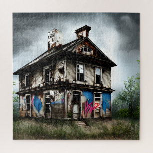 Abandoned Old House Spray Paint Graffiti Jigsaw Puzzle