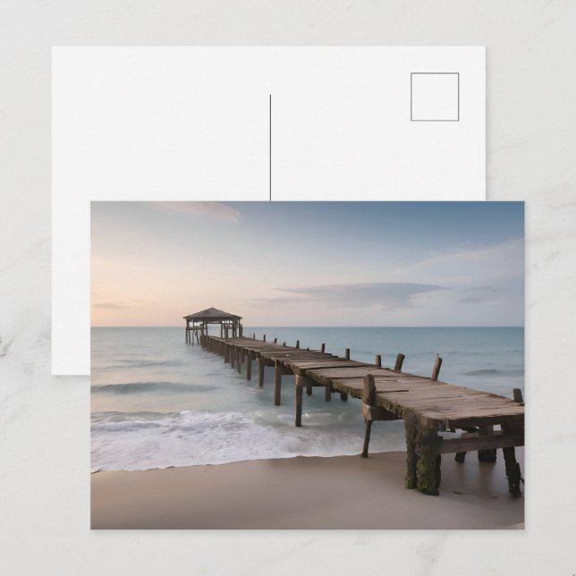Abandoned pier at sea postcard (Front/Back)