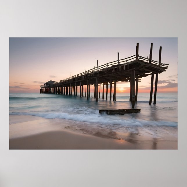 Abandoned pier at sea poster (Front)