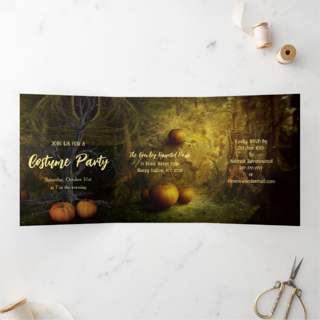 Abandoned Pumpkin Patch Halloween Party Tri-Fold Invitation (Inside)