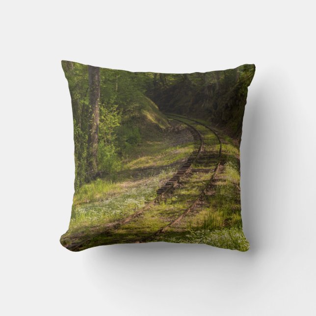 Abandoned Railroad In A Forest Cushion (Front)