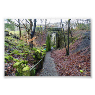 Abandoned Railway Arch and Cobbled Path, Halifax Photo Print