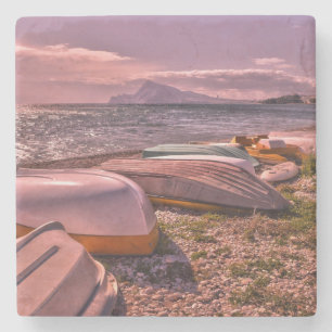 Abandoned Rowing Boats L'Olla Beach, Altea Stone Coaster