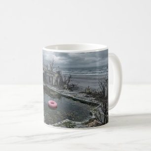 Abandoned Seaside Pool – Eerie Liminal Landscape Coffee Mug