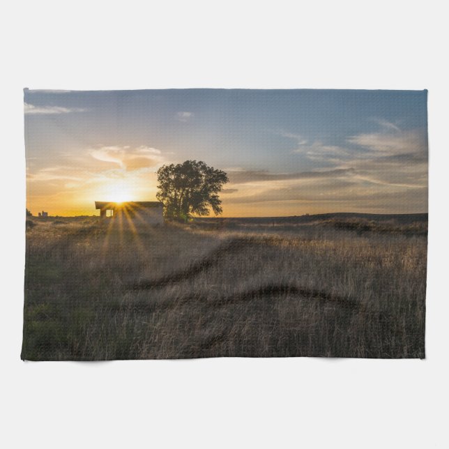Abandoned Shed Colorado Sunset Kitchen Towel (Horizontal)