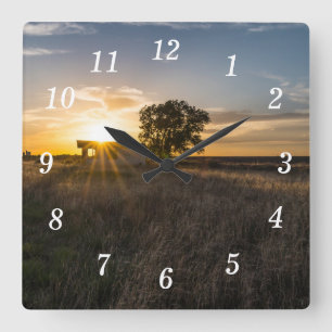 Abandoned Shed Colorado Sunset Wall Clock