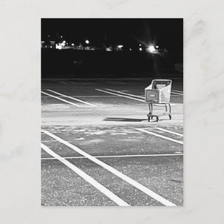 Abandoned Shopping Cart in Empty Parking Lot Postcard