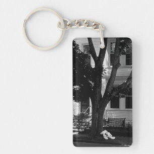 Abandoned Stuffed Teady Bear Under Tree Key Ring
