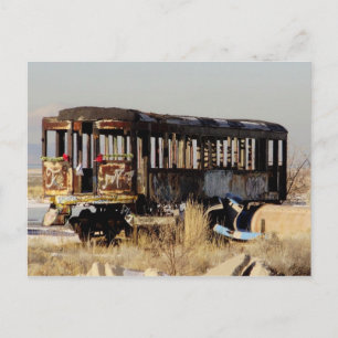 Abandoned train postcard