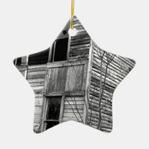 Abandoned Two Story House Ceramic Ornament