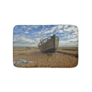 Abandoned Wooden Fishing Boat   Dungeness Bath Mat