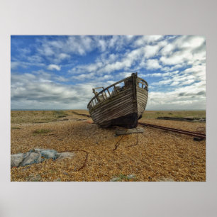 Abandoned Wooden Fishing Boat   Dungeness Poster