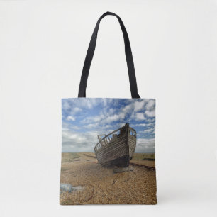 Abandoned Wooden Fishing Boat Dungeness Tote Bag