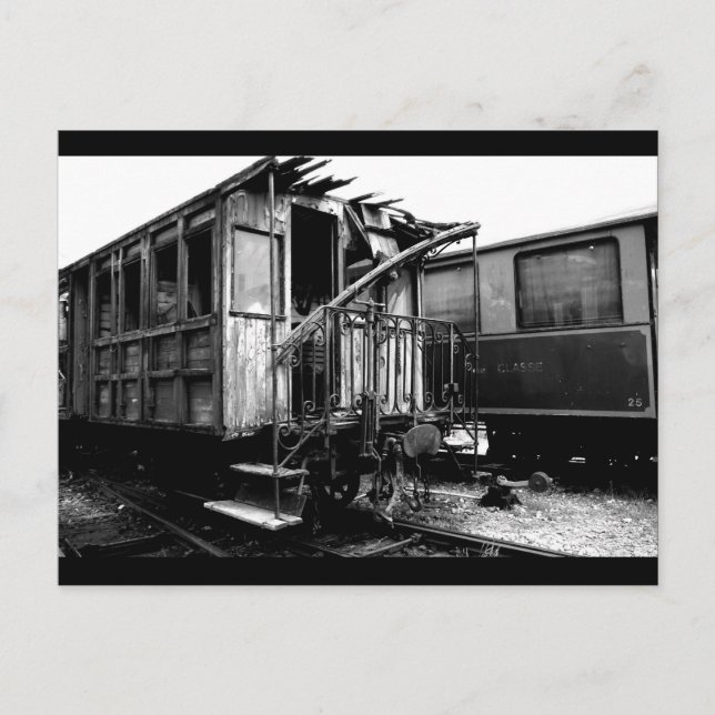 Abandoned Wooden Passenger Car Le Mastrou Postcard (Front)